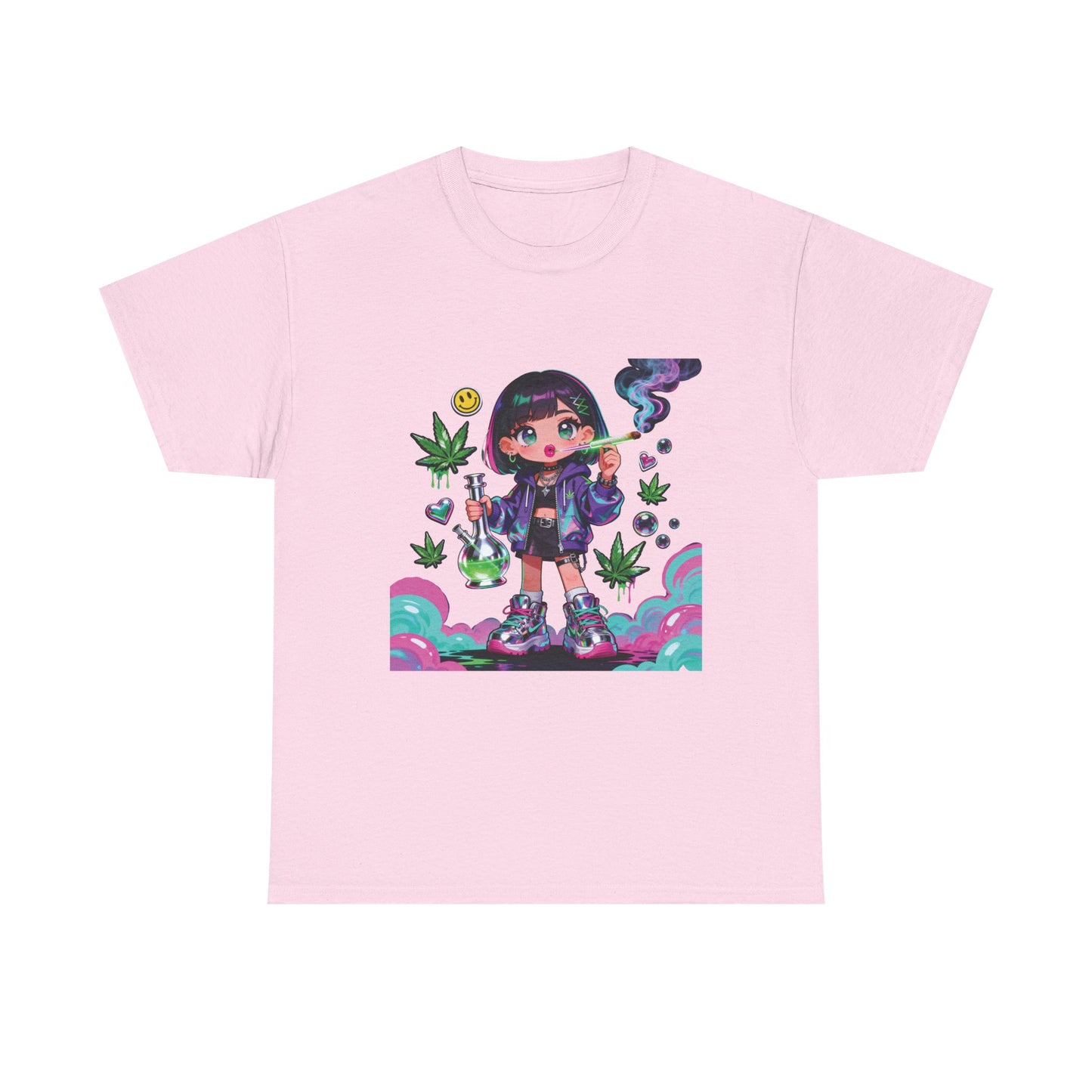 Graphic Tee — Cute Grunge Girl with 420 Art (Kawaii Stoner Aesthetic)