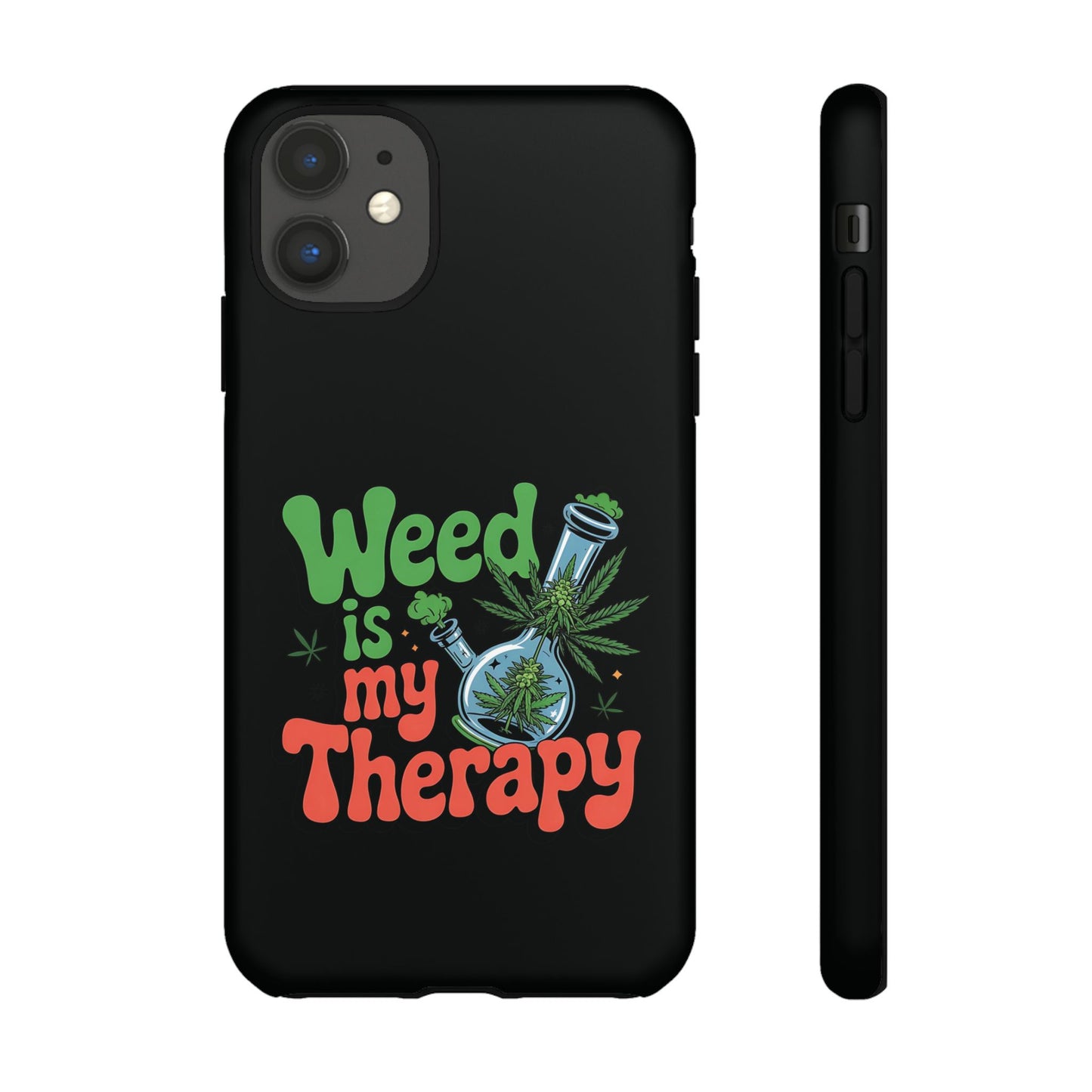 Phone Case — "Weed Is My Therapy" Retro Cannabis Design