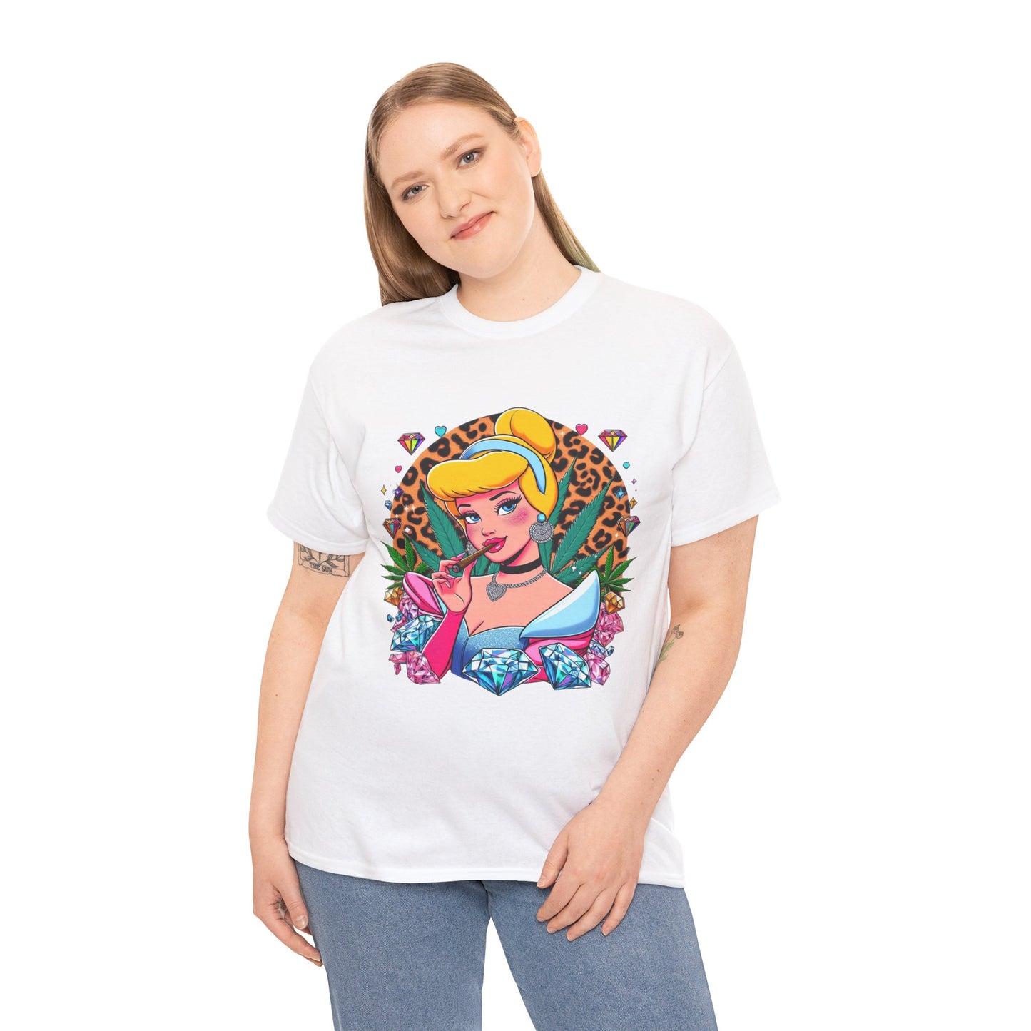 Cinderella Retro Pinup Tee — "Look Like Barbie, Smoke Like Marley" Graphic T‑Shirt