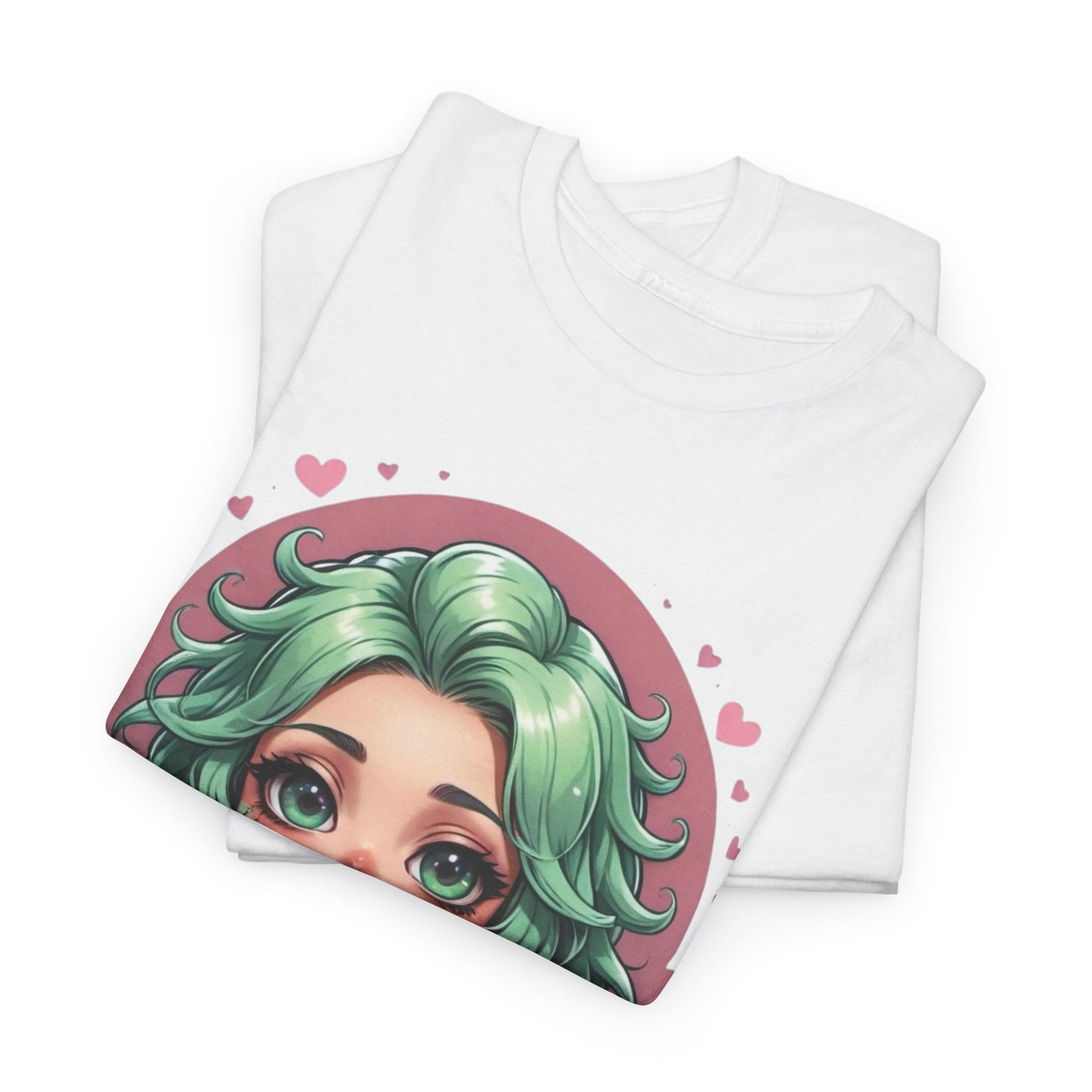 Plant Girl Cute Tee — Green Hair Anime Girl Graphic T-Shirt