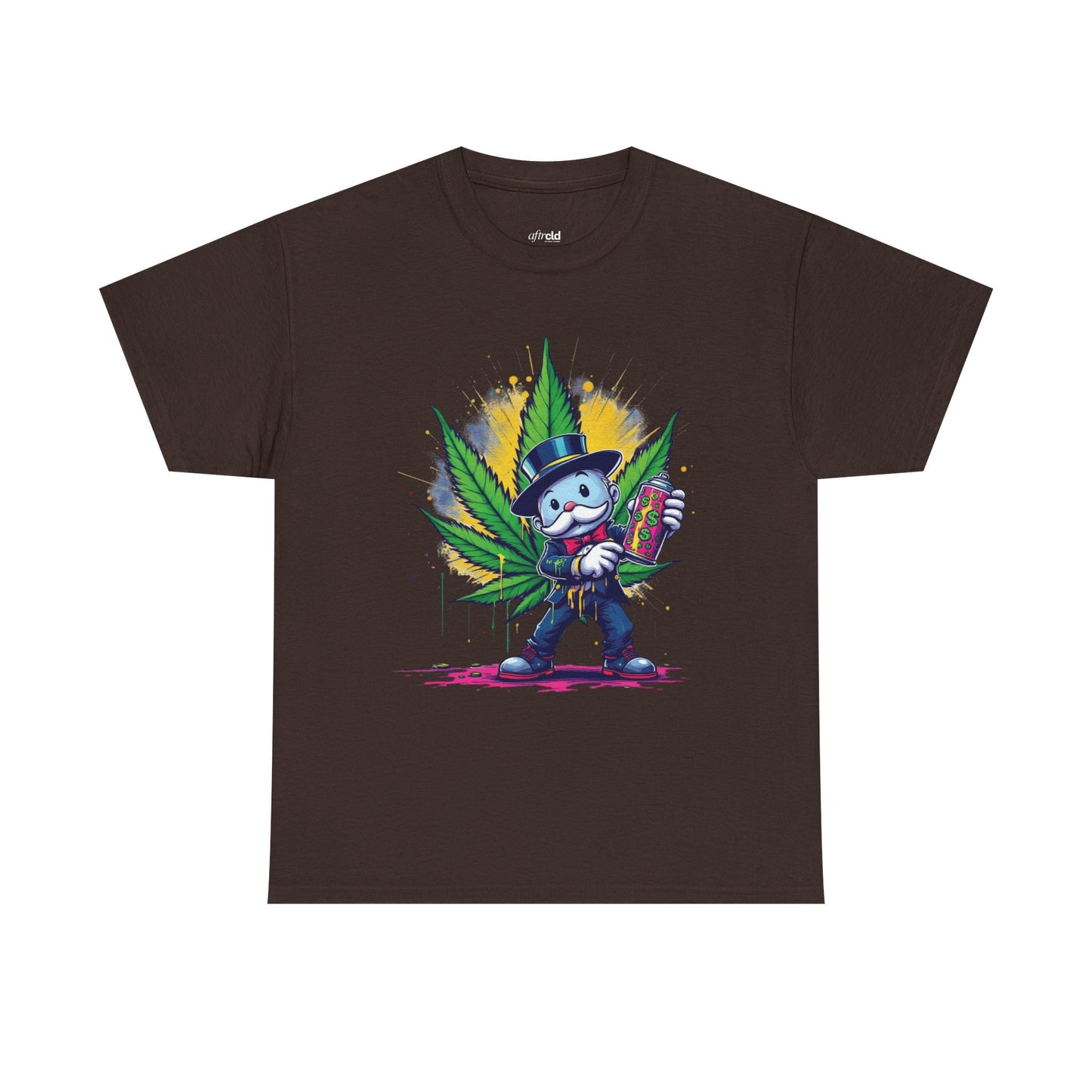 Cute Stoner Holiday Tee with Leaf and Spray Can