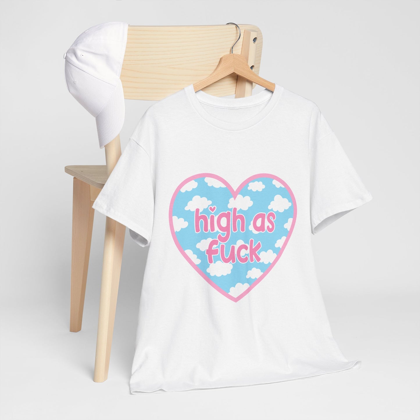 High as F*** Heart Tee — Cute Pastel Cloud Graphic T-Shirt
