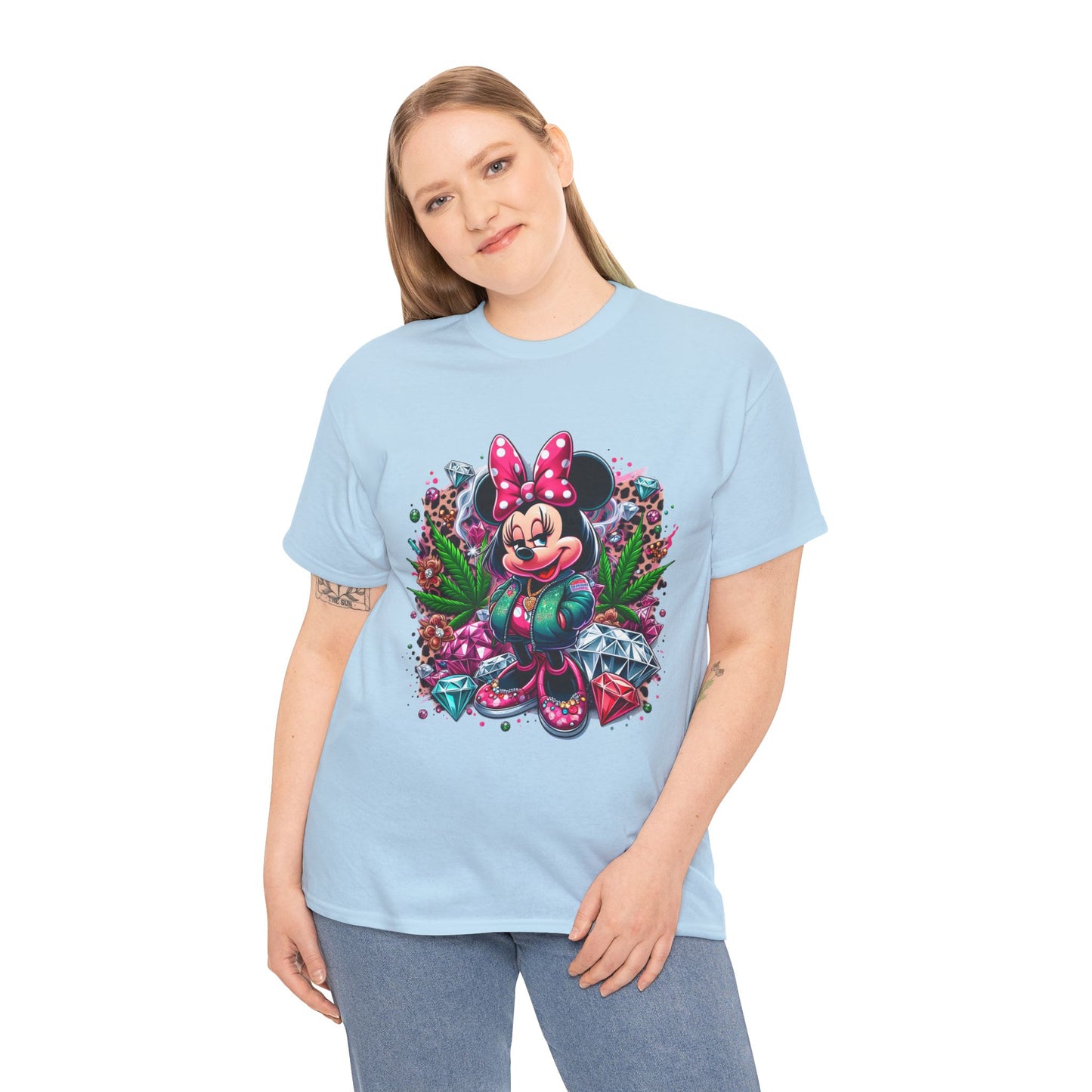 Minnie Mouse Floral Gem Tee — Cute Cartoon 420 Graphic T-Shirt