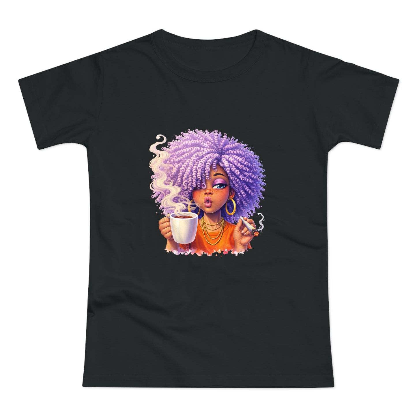 Women's T-Shirt — Afro Puff Coffee Girl Graphic Tee