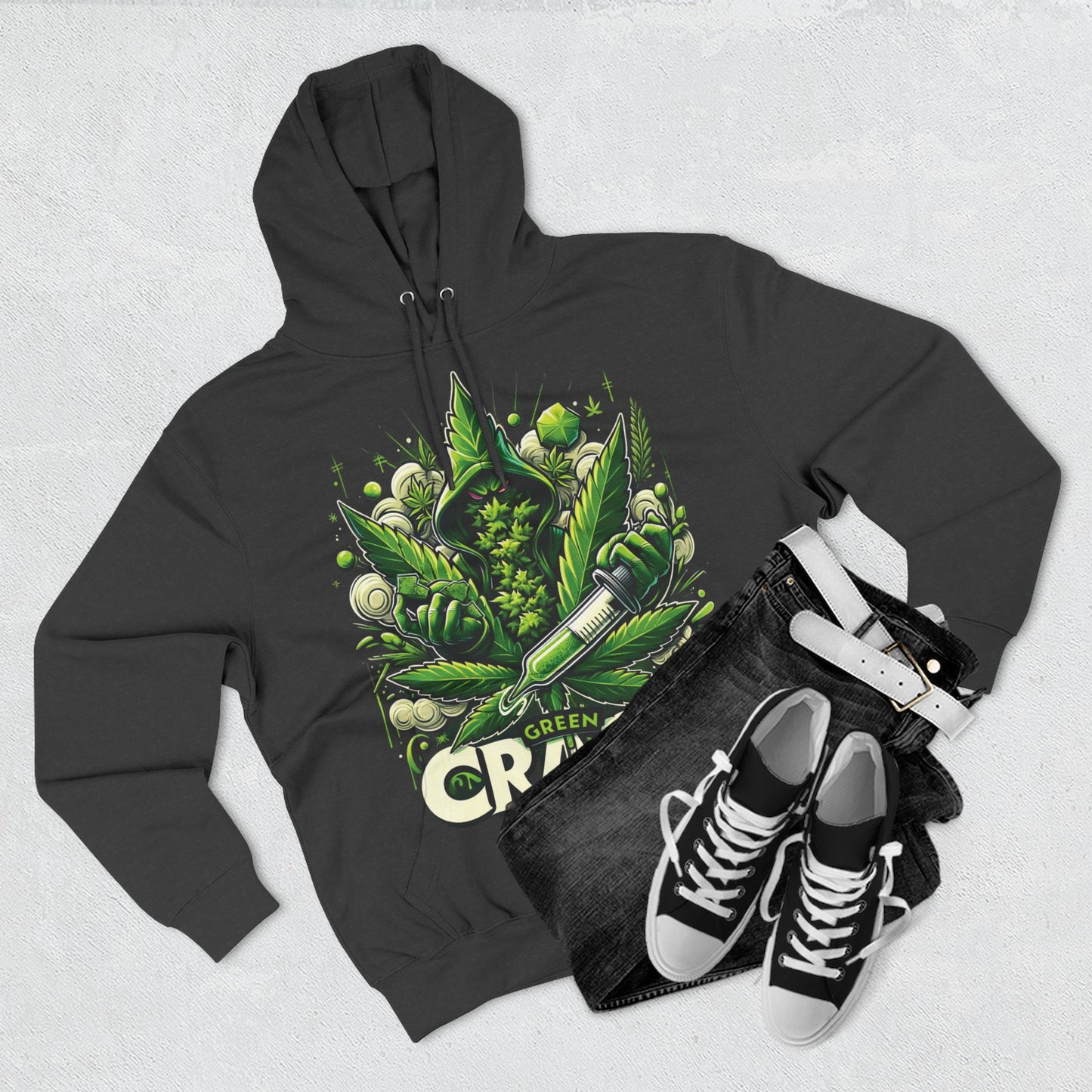 Green Crack Three-Panel Fleece Hoodie