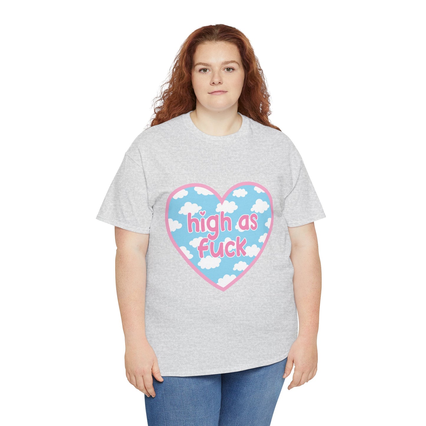 High as F*** Heart Tee — Cute Pastel Cloud Graphic T-Shirt
