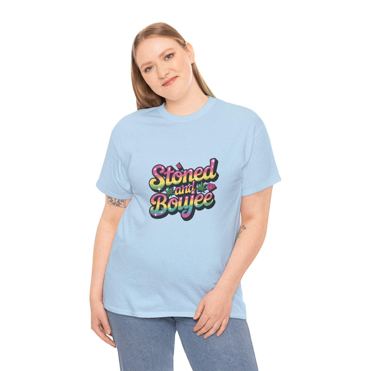 T-Shirt — "Stoned and Boujee" Colorful Retro Graphic Tee