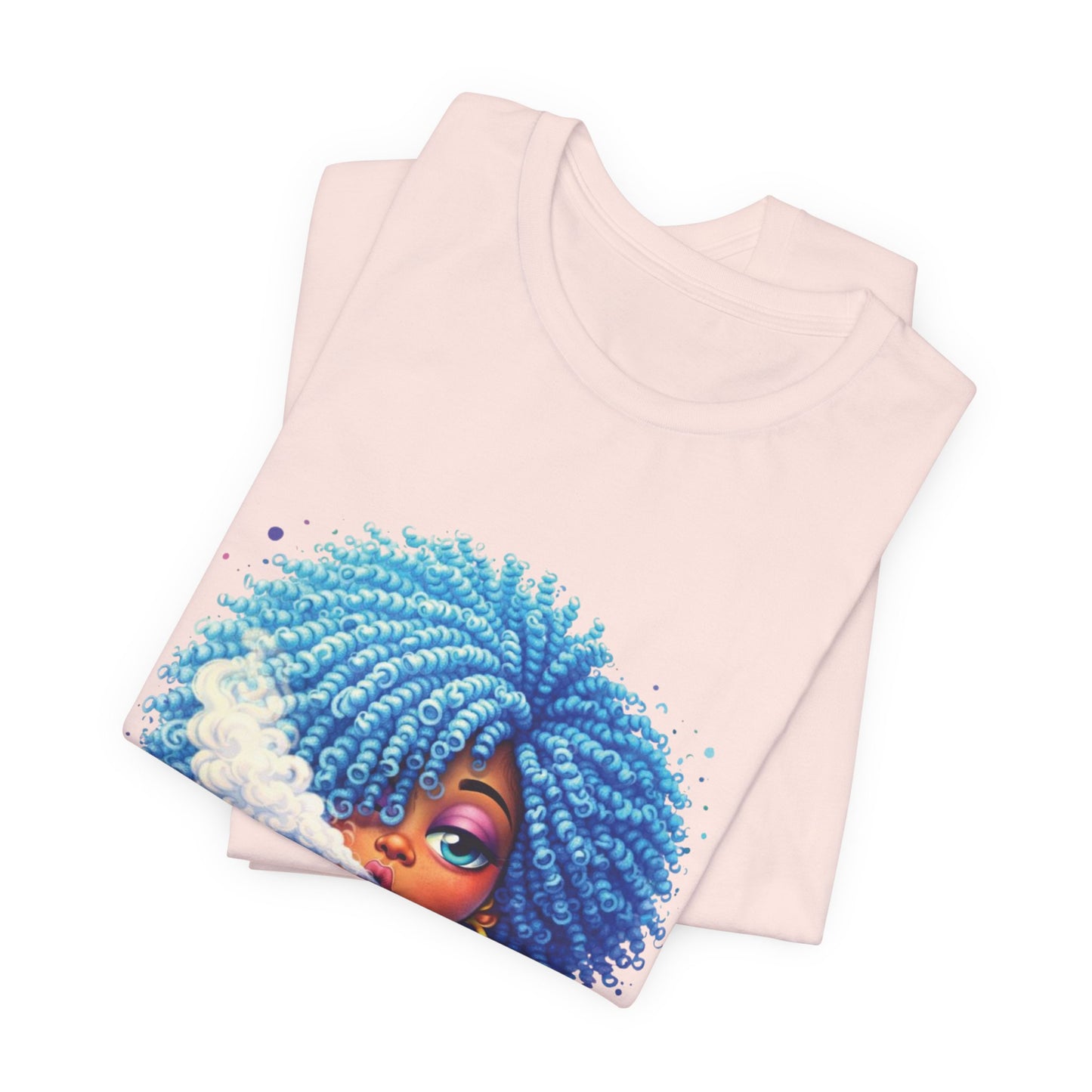 Afro Puff Vibes T-Shirt — Cool Blue Hair Graphic Tee
