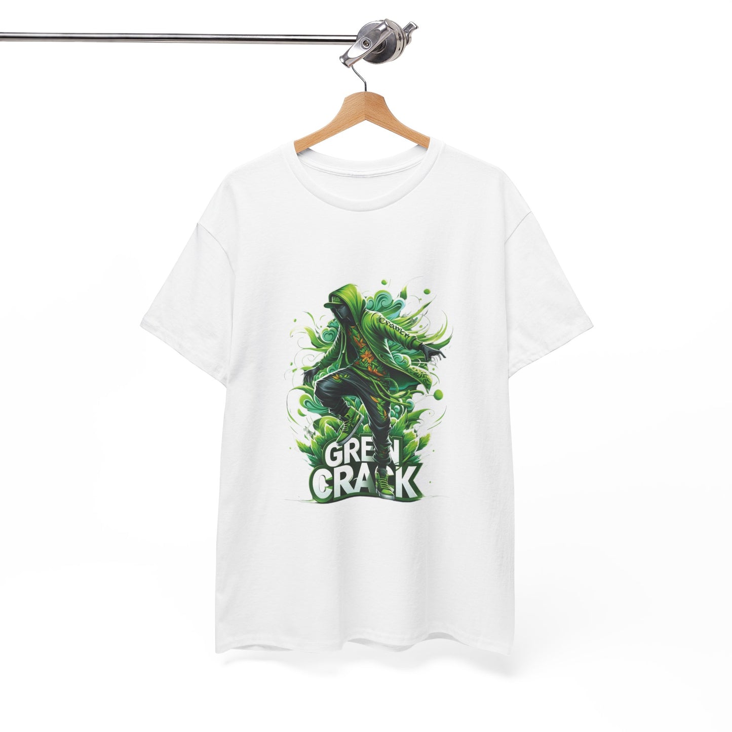 Green Crack Skateboarder T-Shirt — Urban Skate Tee with 'GREEN CRACK' Graphic