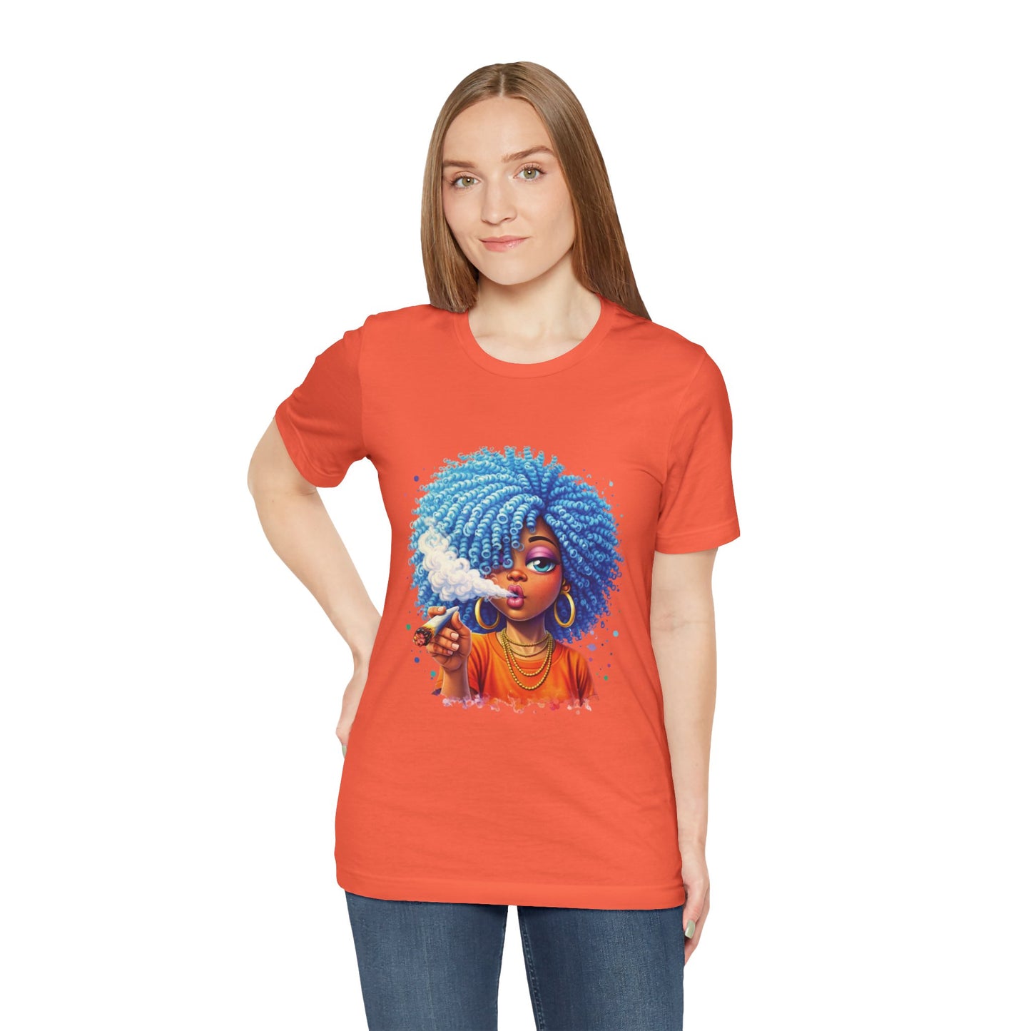 Afro Puff Vibes T-Shirt — Cool Blue Hair Graphic Tee