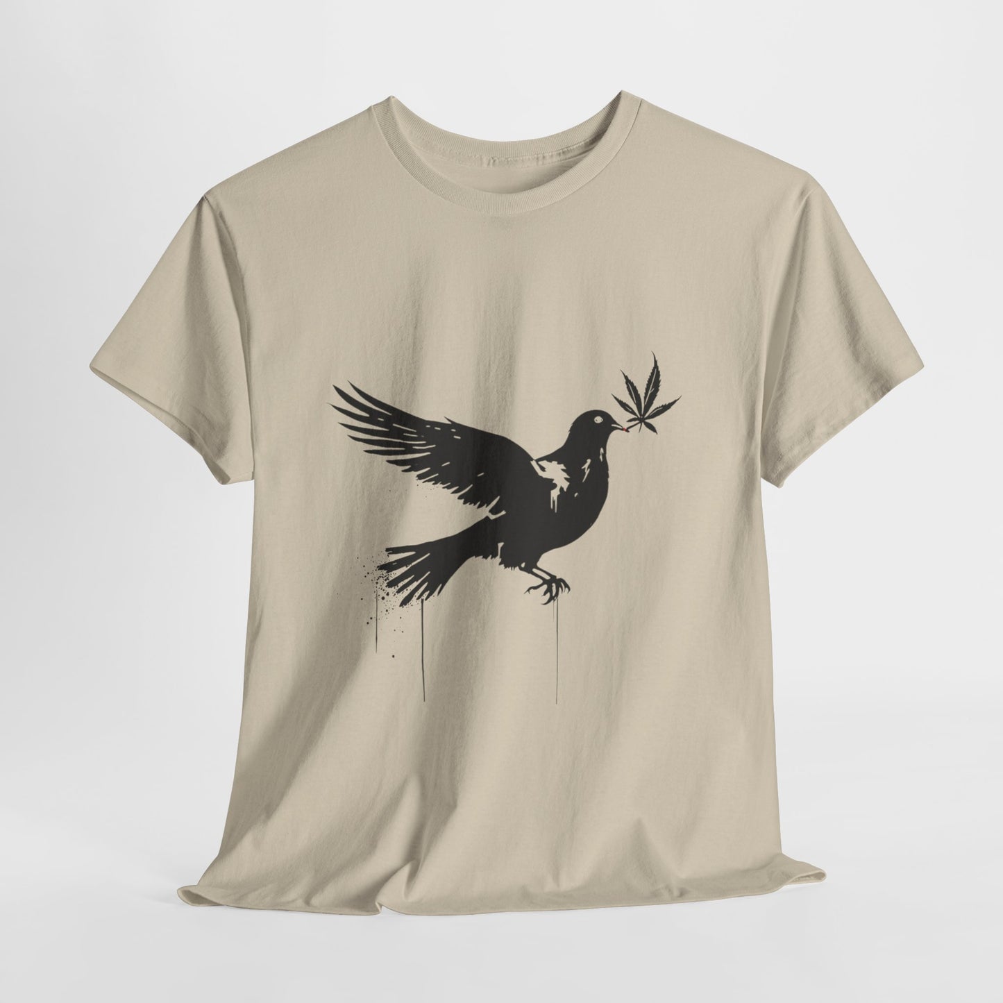 Dove with Weed Leaf Tee — Peace Dove Graphic T-Shirt
