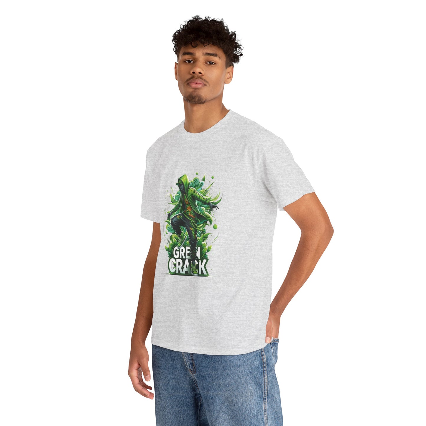 Green Crack Skateboarder T-Shirt — Urban Skate Tee with 'GREEN CRACK' Graphic