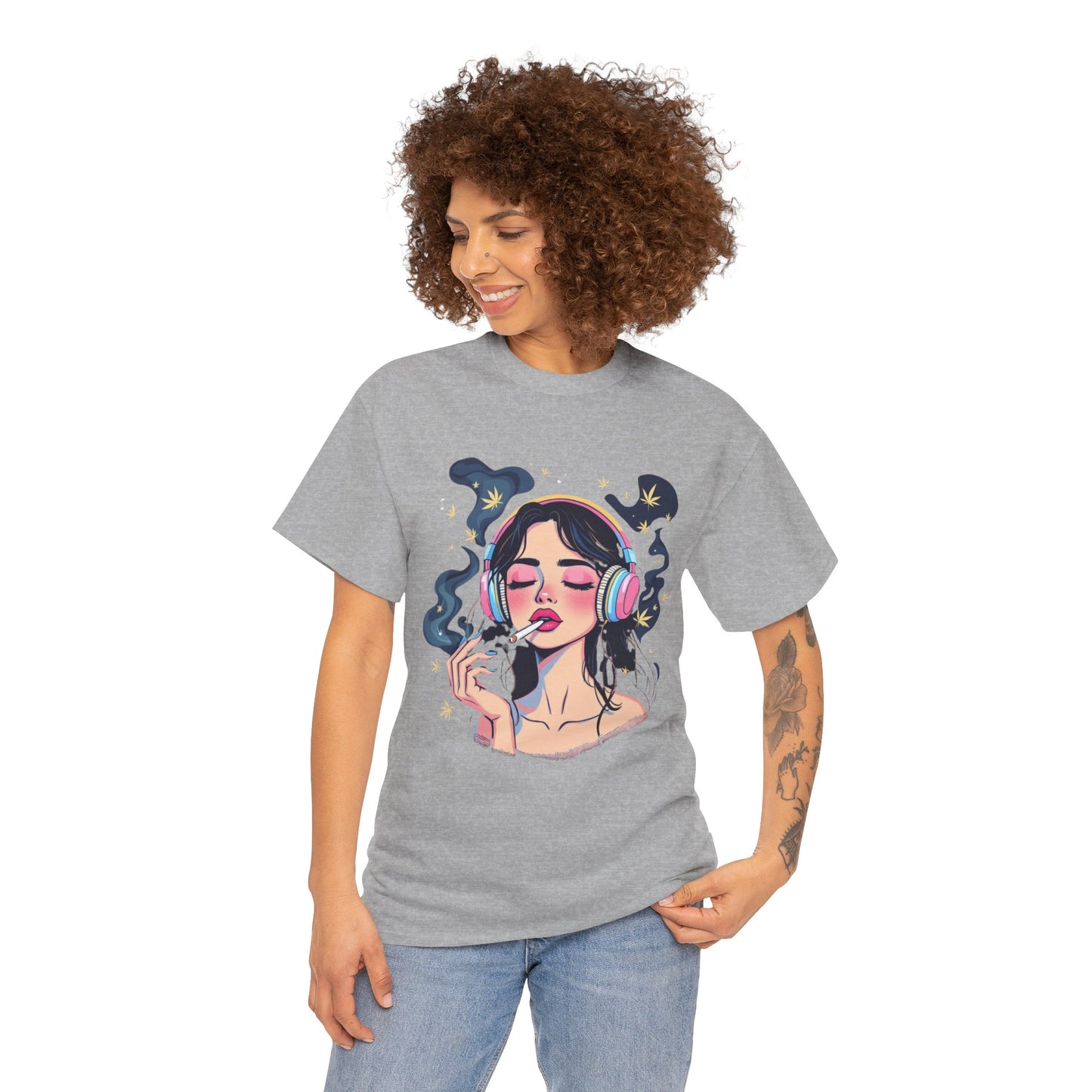 Music Lover Tee — Dreamy Girl with Headphones Graphic T‑Shirt