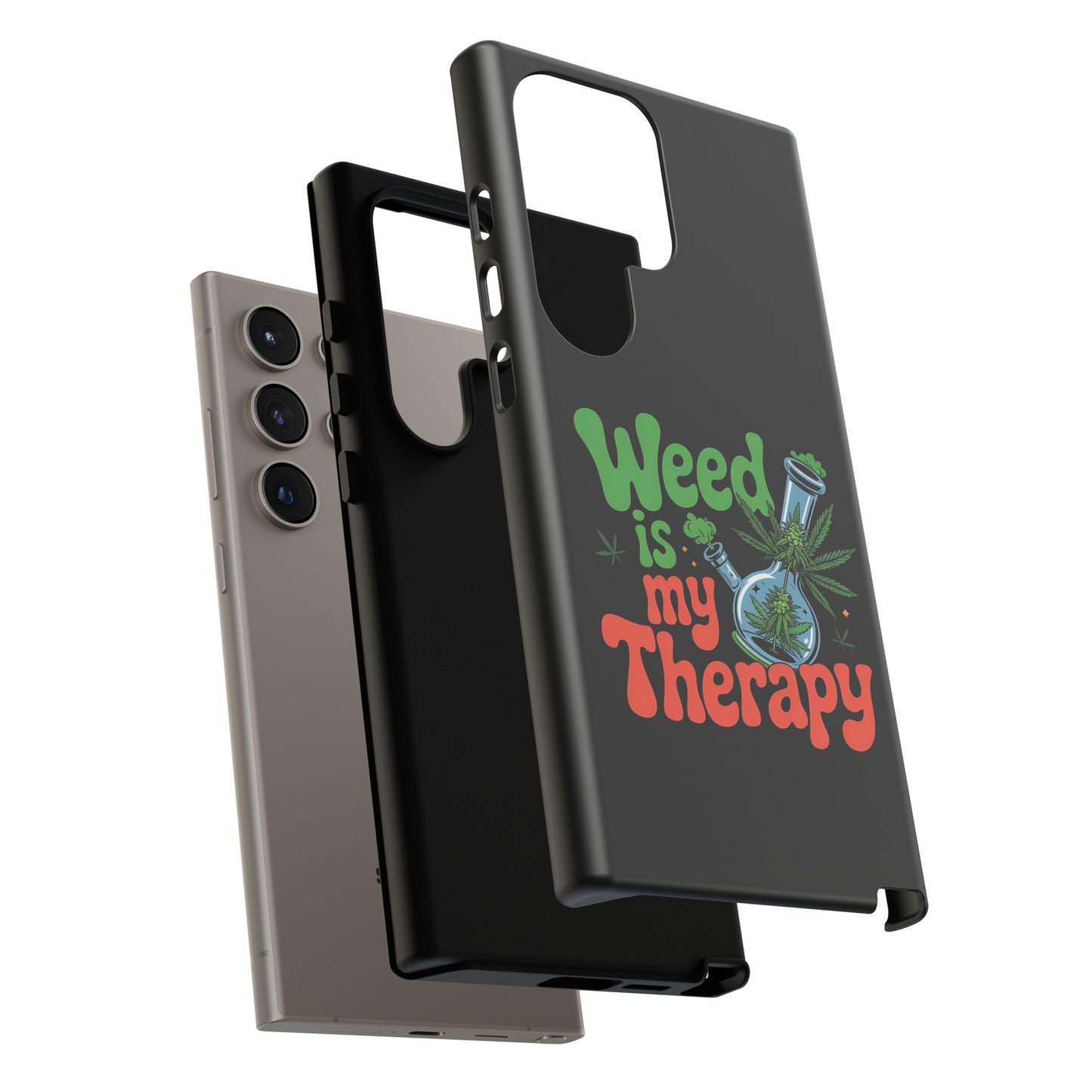 Phone Case — "Weed Is My Therapy" Retro Cannabis Design