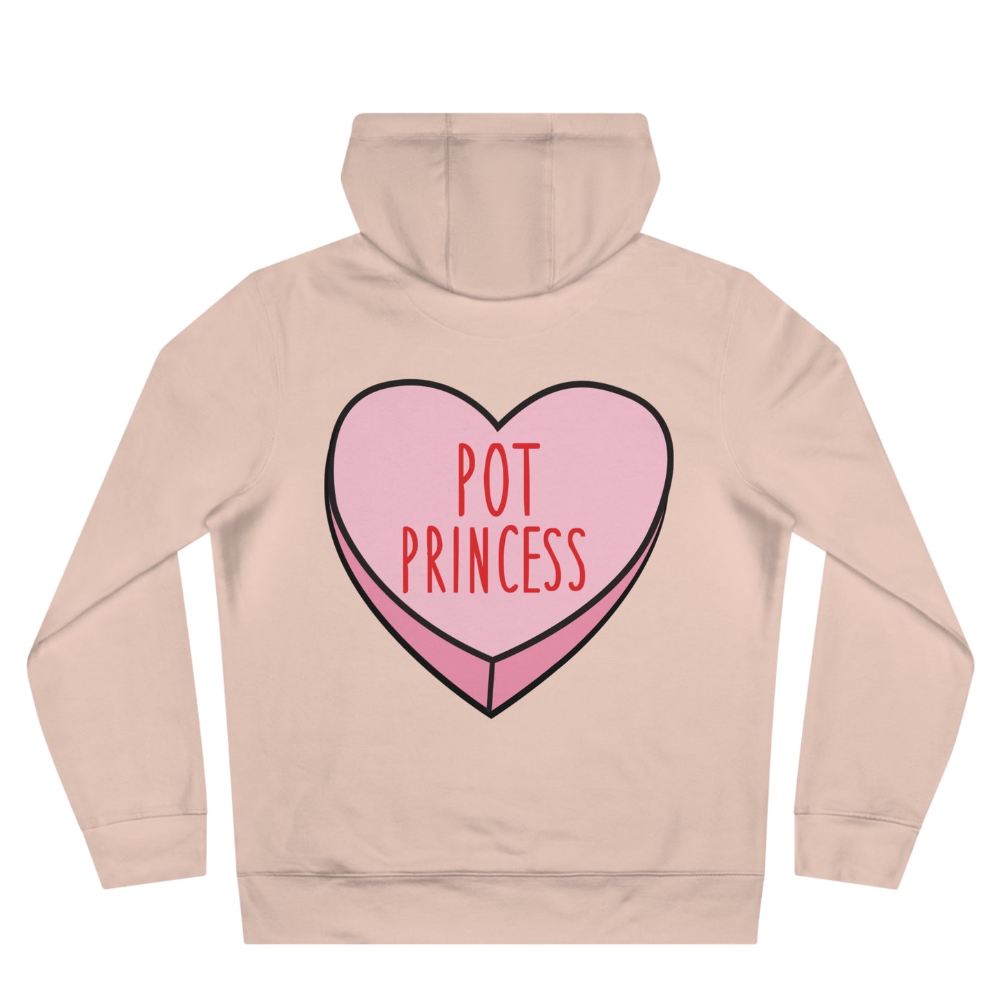 High Vibes Pot Princess Hoodie – Cute Pink Heart 420 Graphic Hooded Sweatshirt