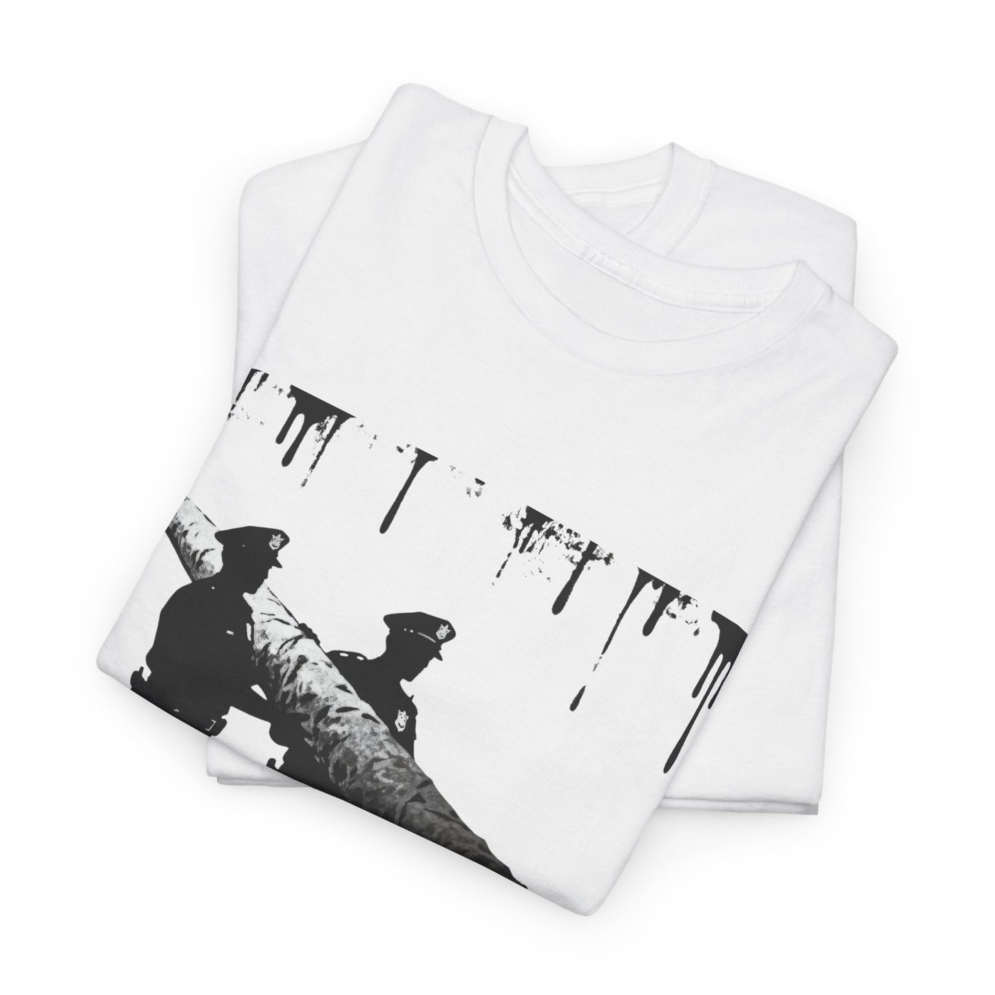 Graphic Tee — Police Carrying a Giant Burning Cigar Street Art Design