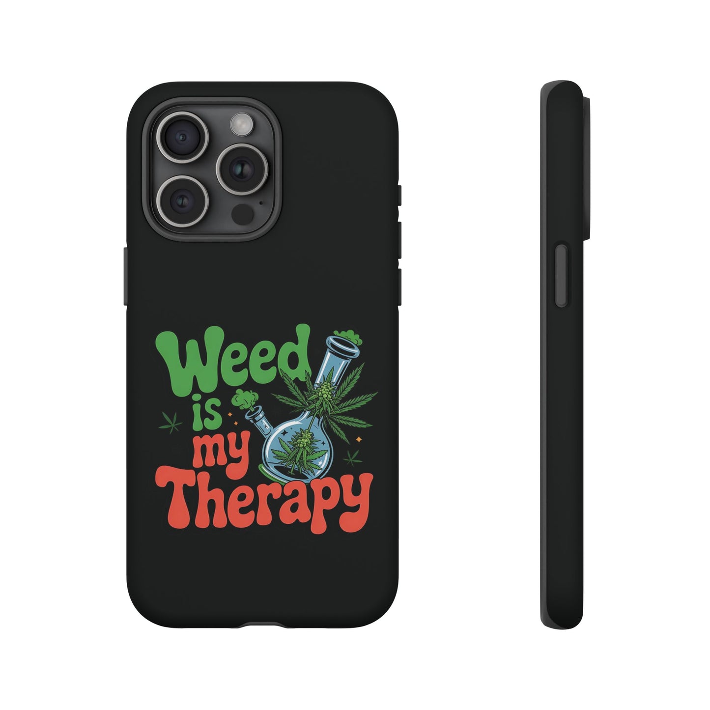 Phone Case — "Weed Is My Therapy" Retro Cannabis Design