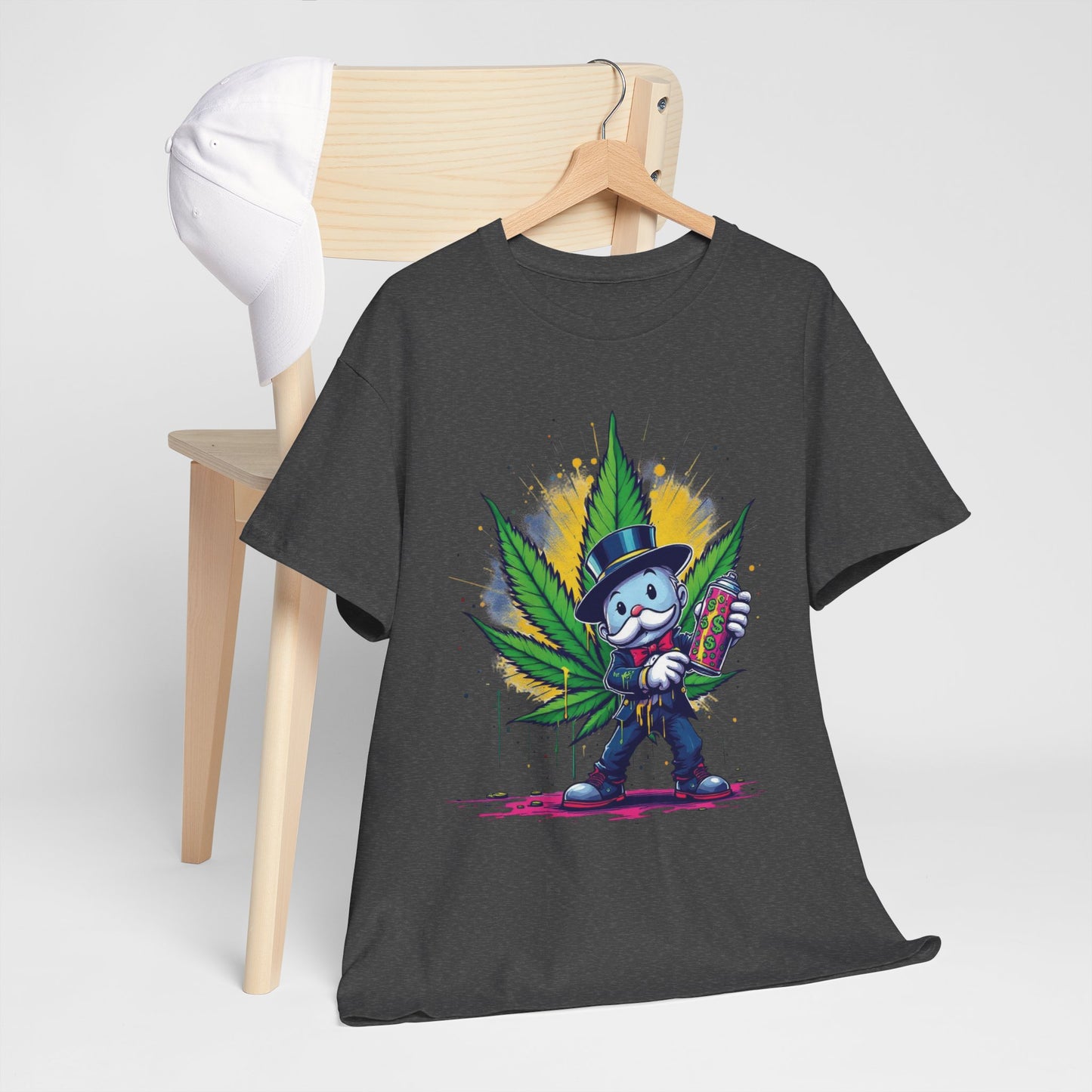 Cute Stoner Holiday Tee with Leaf and Spray Can