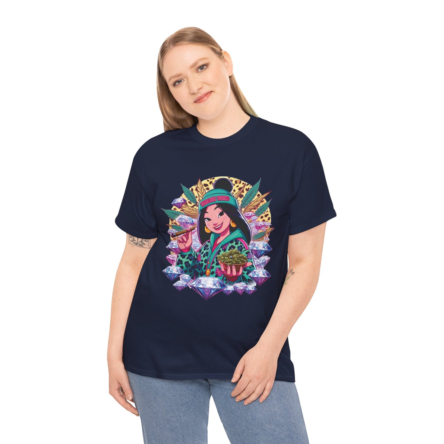 Mulan Floral Portrait T‑Shirt — Vibrant Asian Princess Illustration Tee