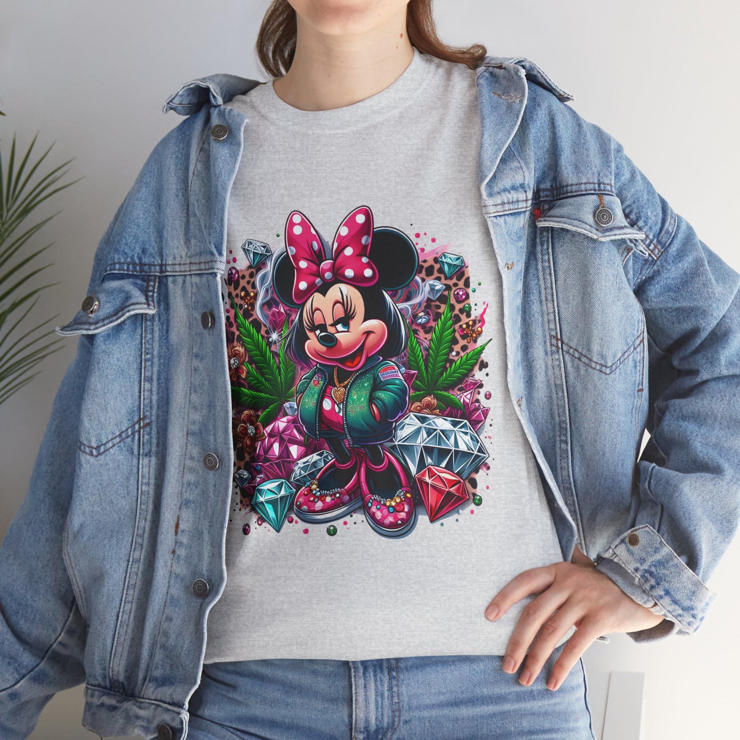 Minnie Mouse Floral Gem Tee — Cute Cartoon 420 Graphic T-Shirt