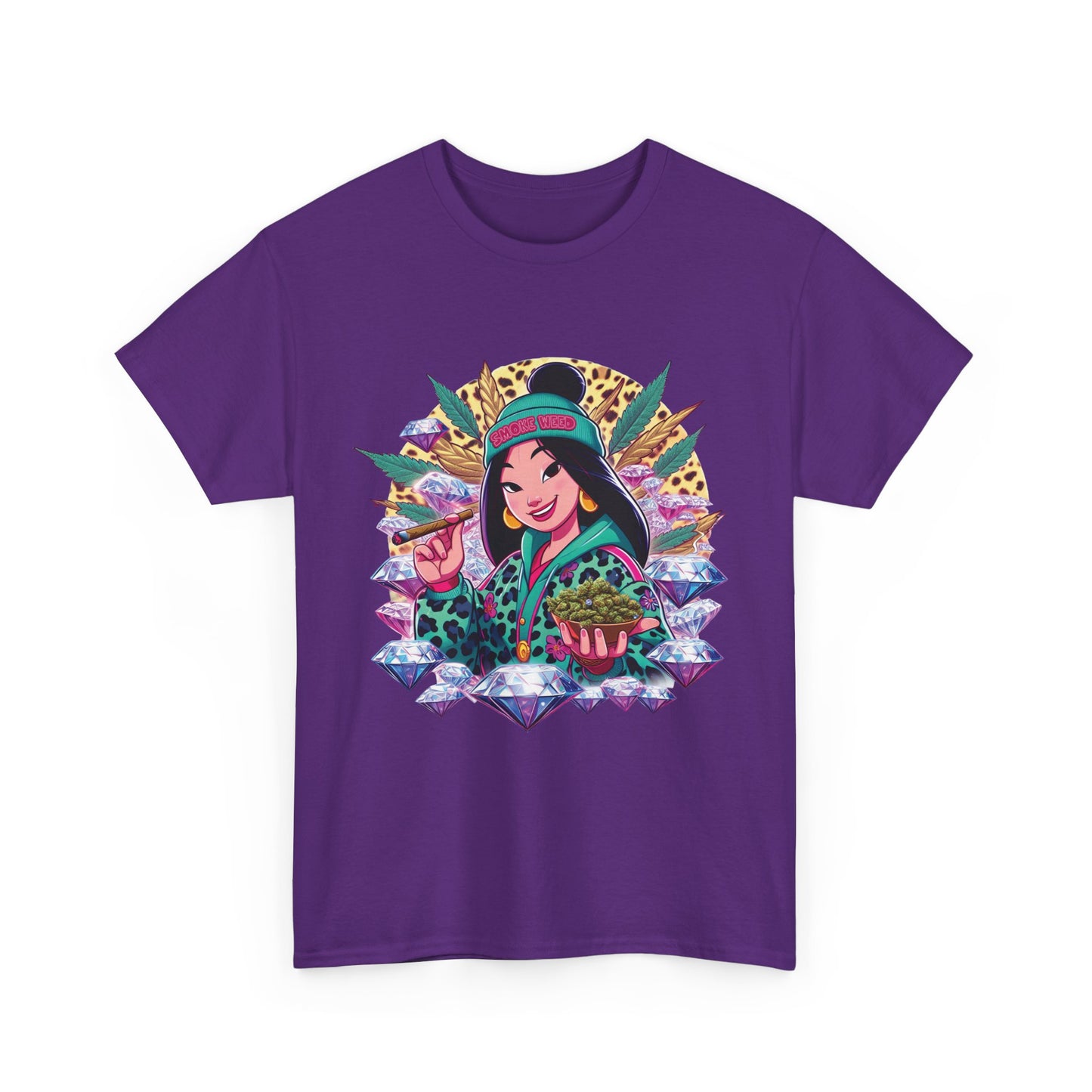 Mulan Floral Portrait T‑Shirt — Vibrant Asian Princess Illustration Tee