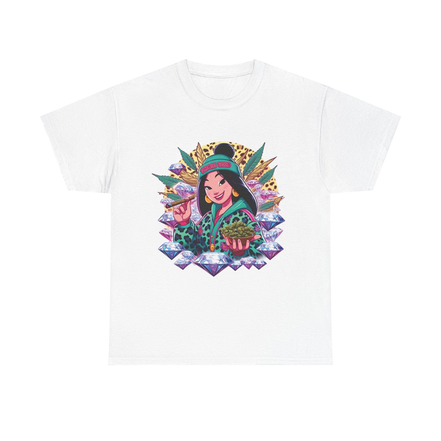 Mulan Floral Portrait T‑Shirt — Vibrant Asian Princess Illustration Tee