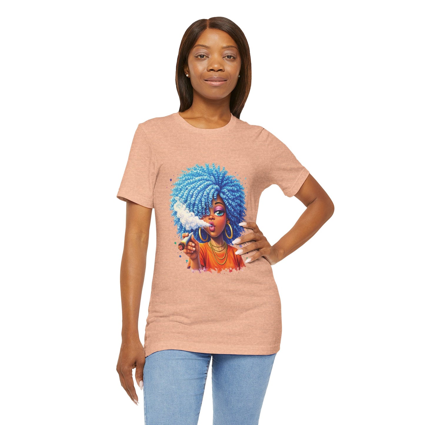 Afro Puff Vibes T-Shirt — Cool Blue Hair Graphic Tee