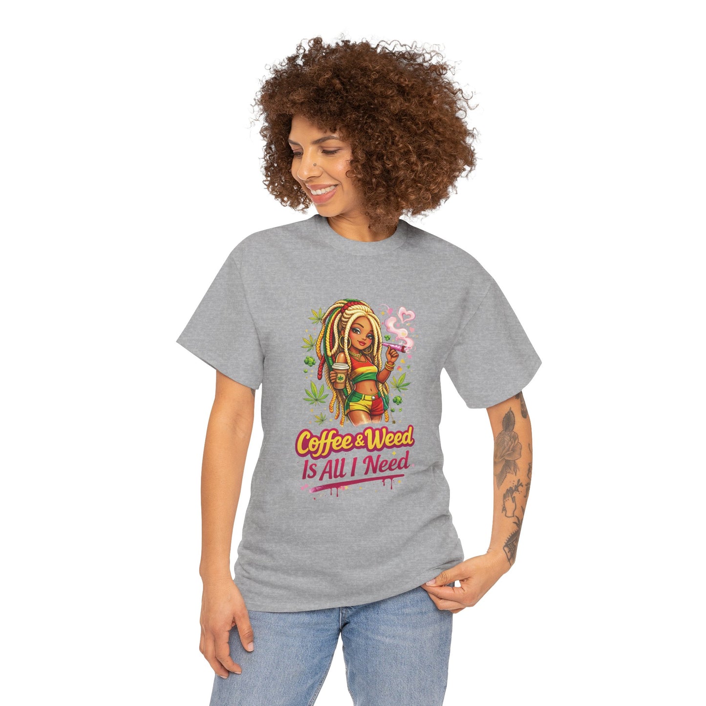 T-Shirt — "Coffee & Weed Is All I Need" Rasta Vibe Graphic Tee