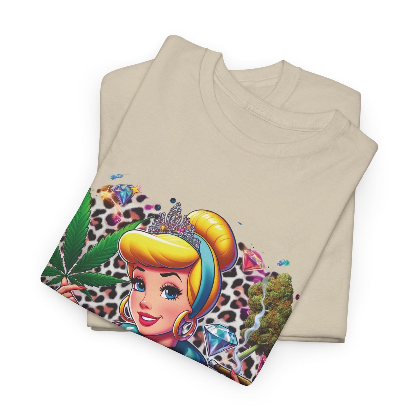 Cinderella Stoner Graphic Tee — Retro Princess Smoking Weed Art Shirt