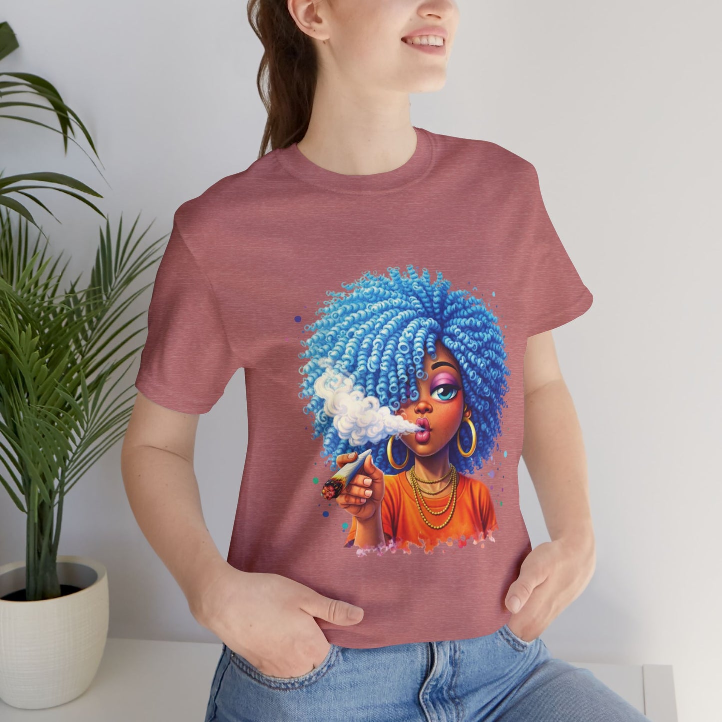 Afro Puff Vibes T-Shirt — Cool Blue Hair Graphic Tee
