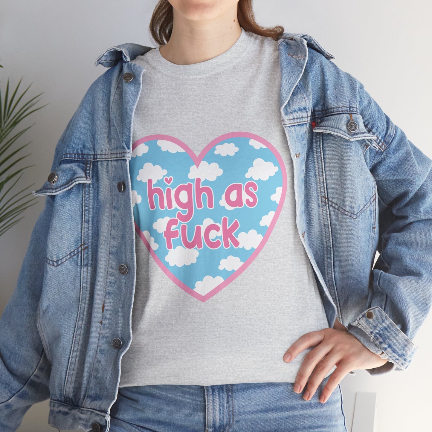 High as F*** Heart Tee — Cute Pastel Cloud Graphic T-Shirt