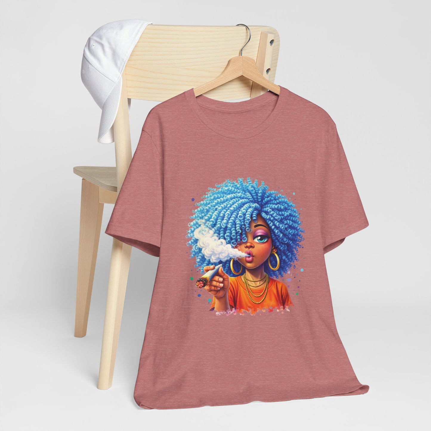 Afro Puff Vibes T-Shirt — Cool Blue Hair Graphic Tee