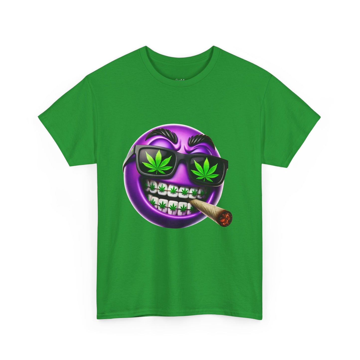 420 Smiley T-Shirt — Purple Grinning Emoticon with Weed Sunglasses & Joint