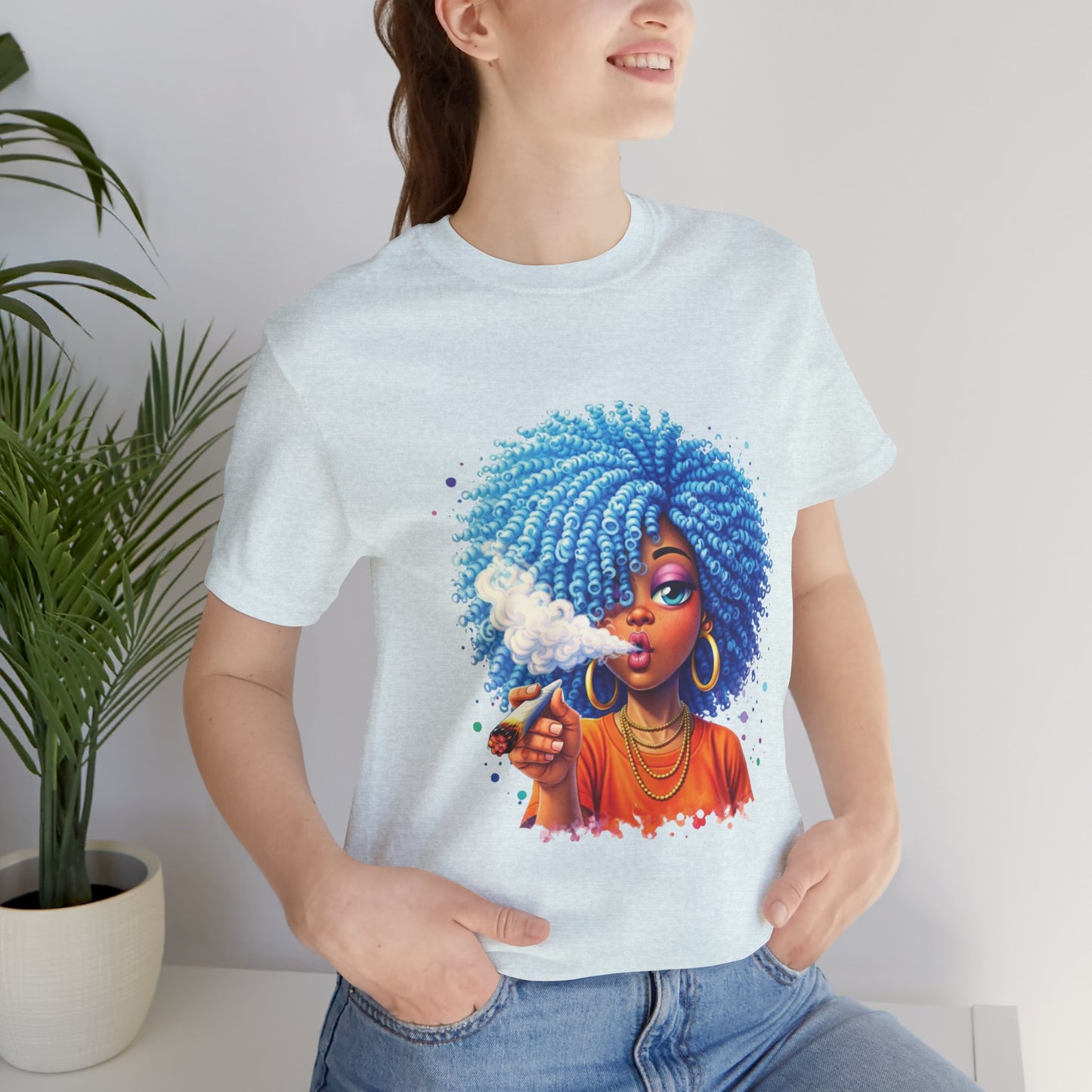 Afro Puff Vibes T-Shirt — Cool Blue Hair Graphic Tee