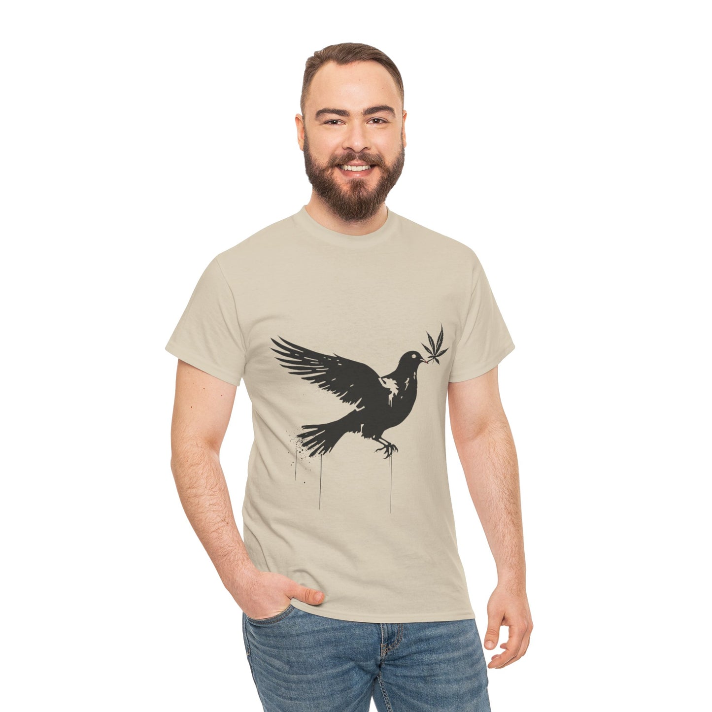 Dove with Weed Leaf Tee — Peace Dove Graphic T-Shirt