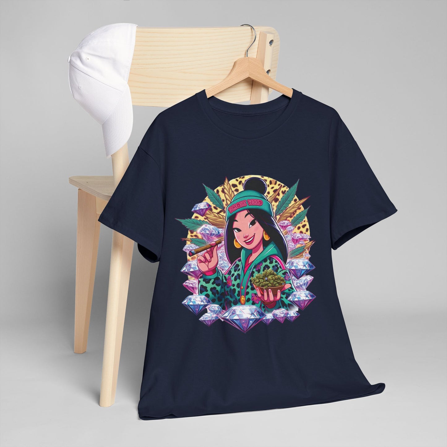 Mulan Floral Portrait T‑Shirt — Vibrant Asian Princess Illustration Tee