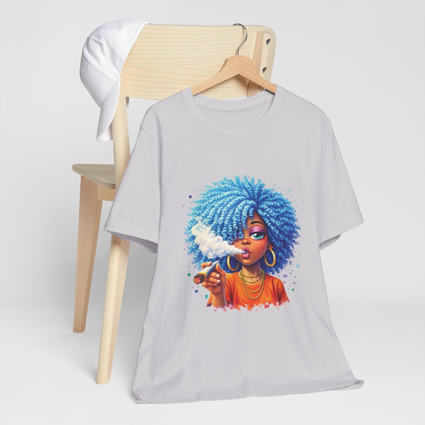 Afro Puff Vibes T-Shirt — Cool Blue Hair Graphic Tee