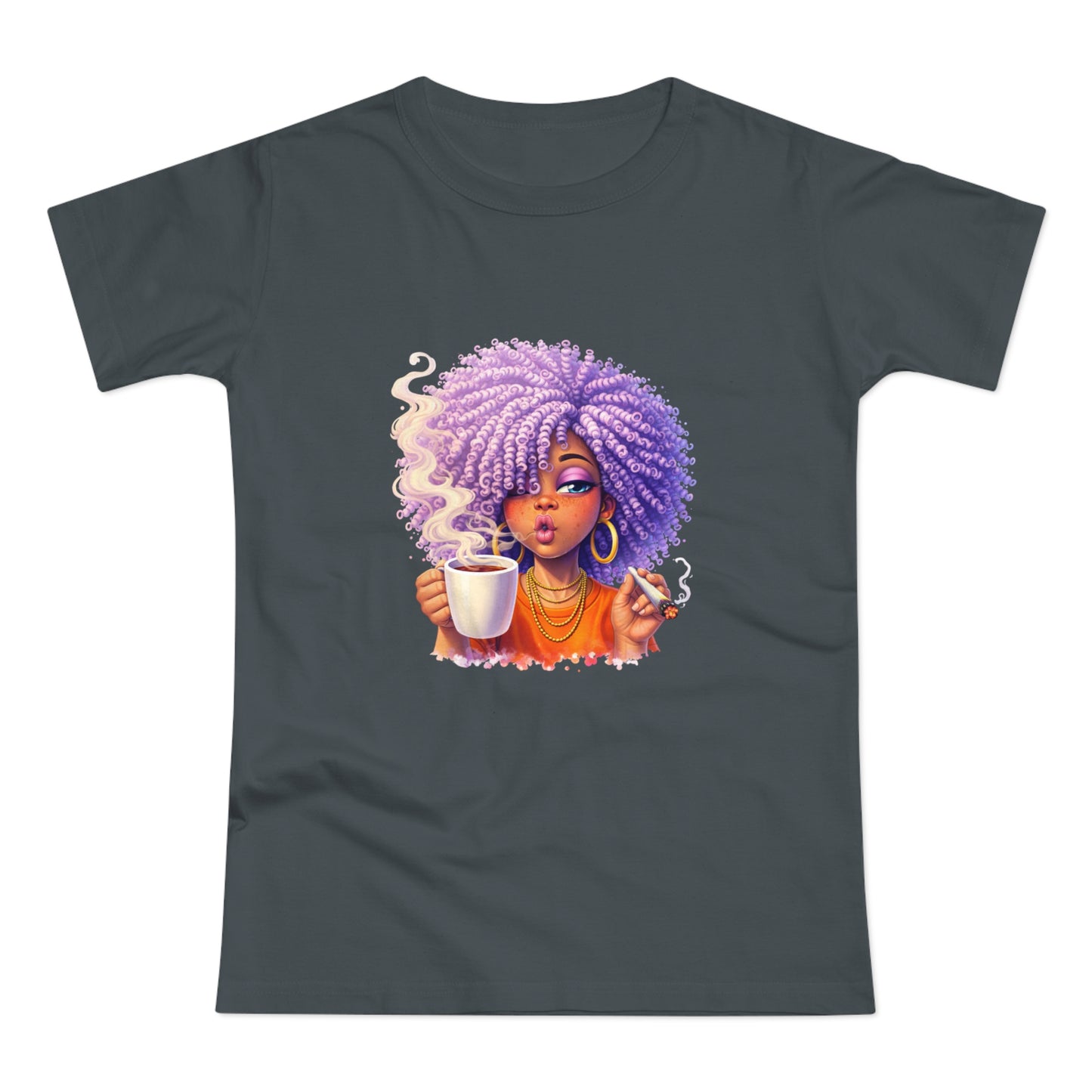 Women's T-Shirt — Afro Puff Coffee Girl Graphic Tee