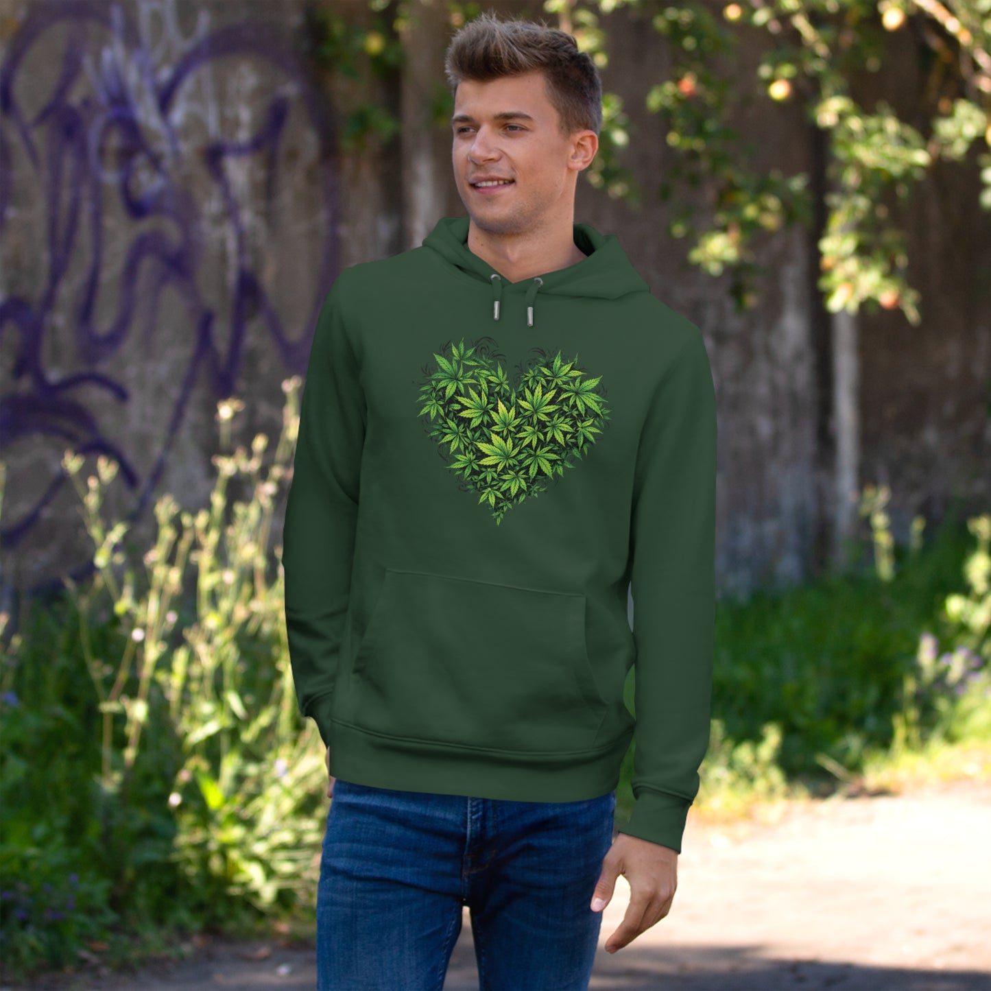 Green Heart Hoodie — 'Take the High Road' Green Heart Leaf Hoodie