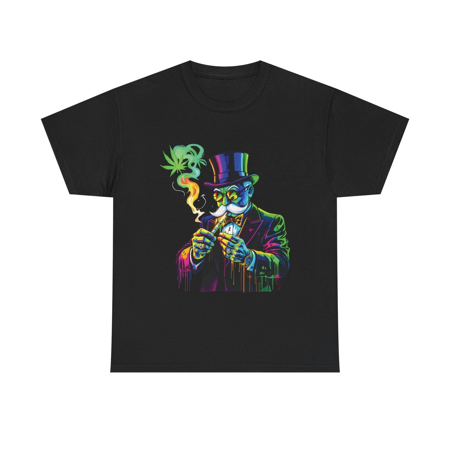 Smoking Monopoly Gentleman T-Shirt — Neon Vintage Top Hat Illustration