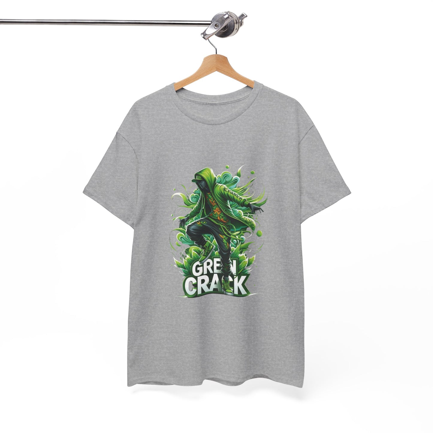 Green Crack Skateboarder T-Shirt — Urban Skate Tee with 'GREEN CRACK' Graphic