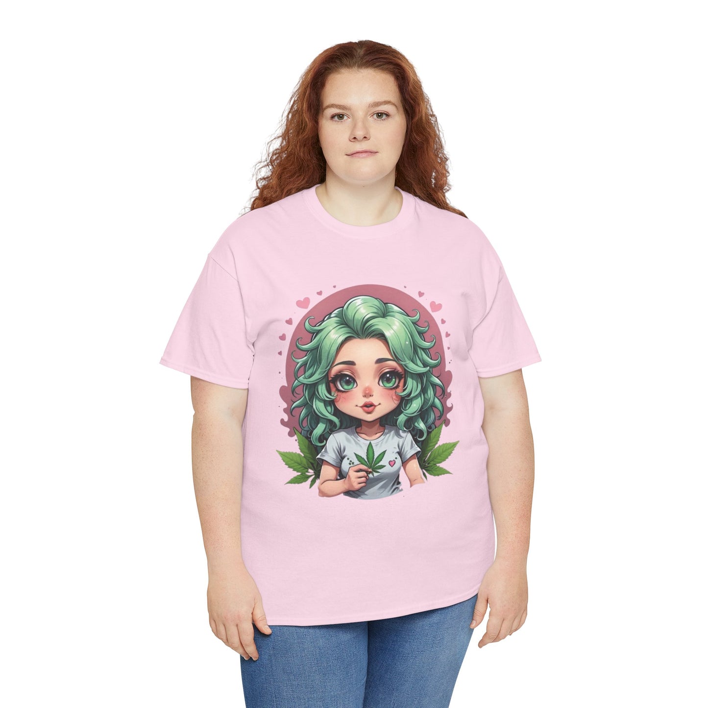 Plant Girl Cute Tee — Green Hair Anime Girl Graphic T-Shirt