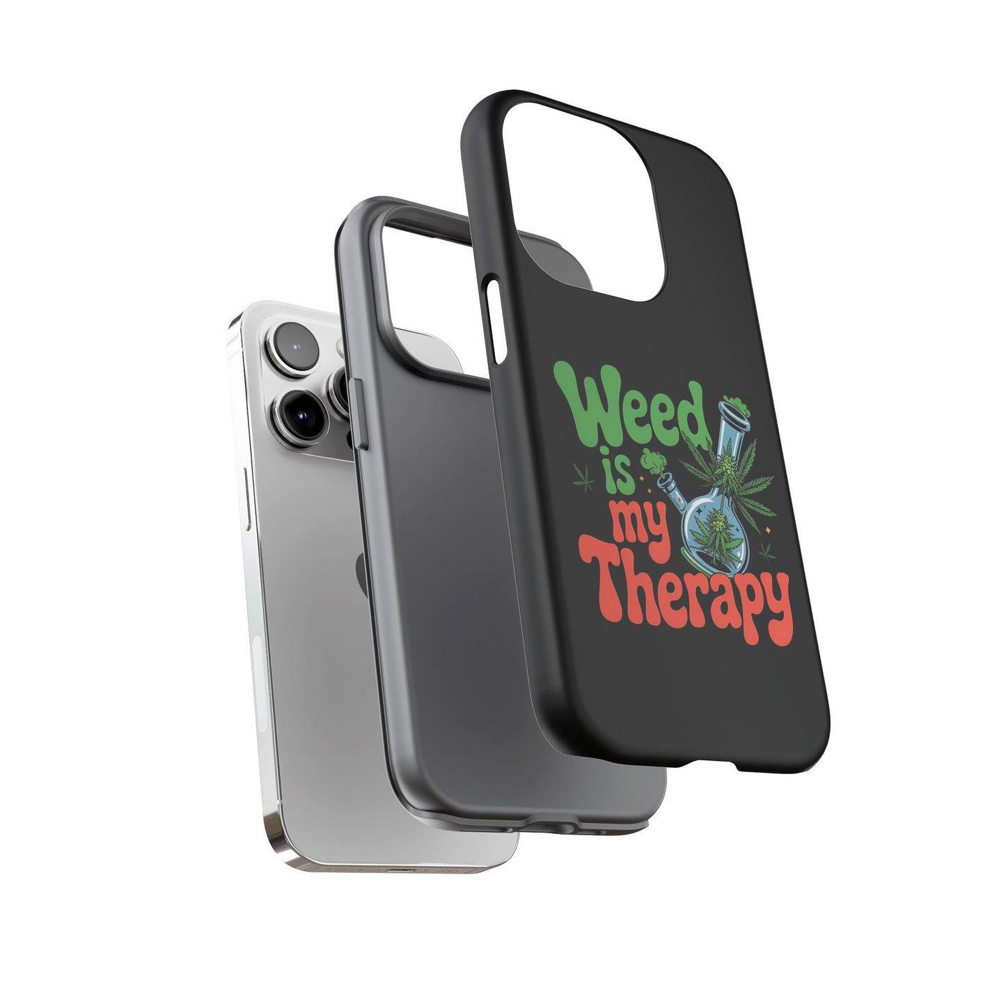 Phone Case — "Weed Is My Therapy" Retro Cannabis Design
