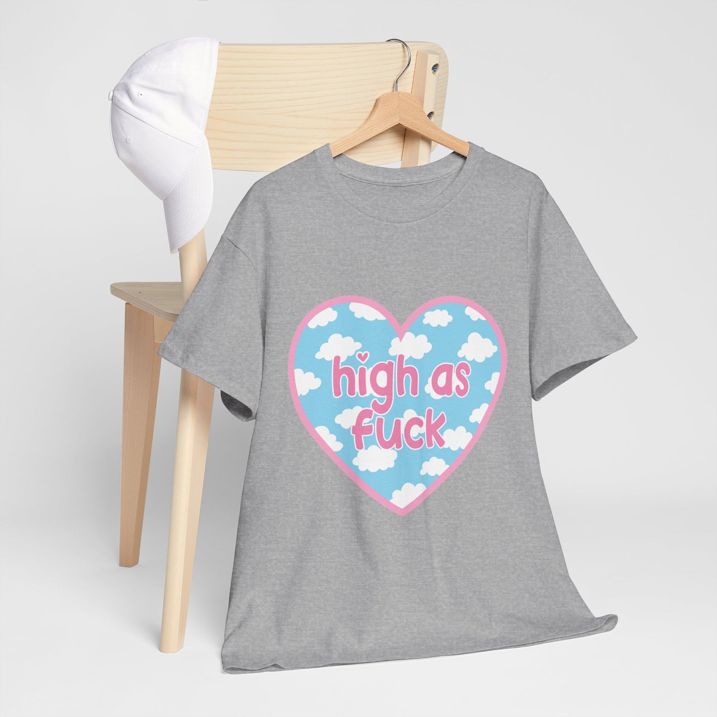 High as F*** Heart Tee — Cute Pastel Cloud Graphic T-Shirt