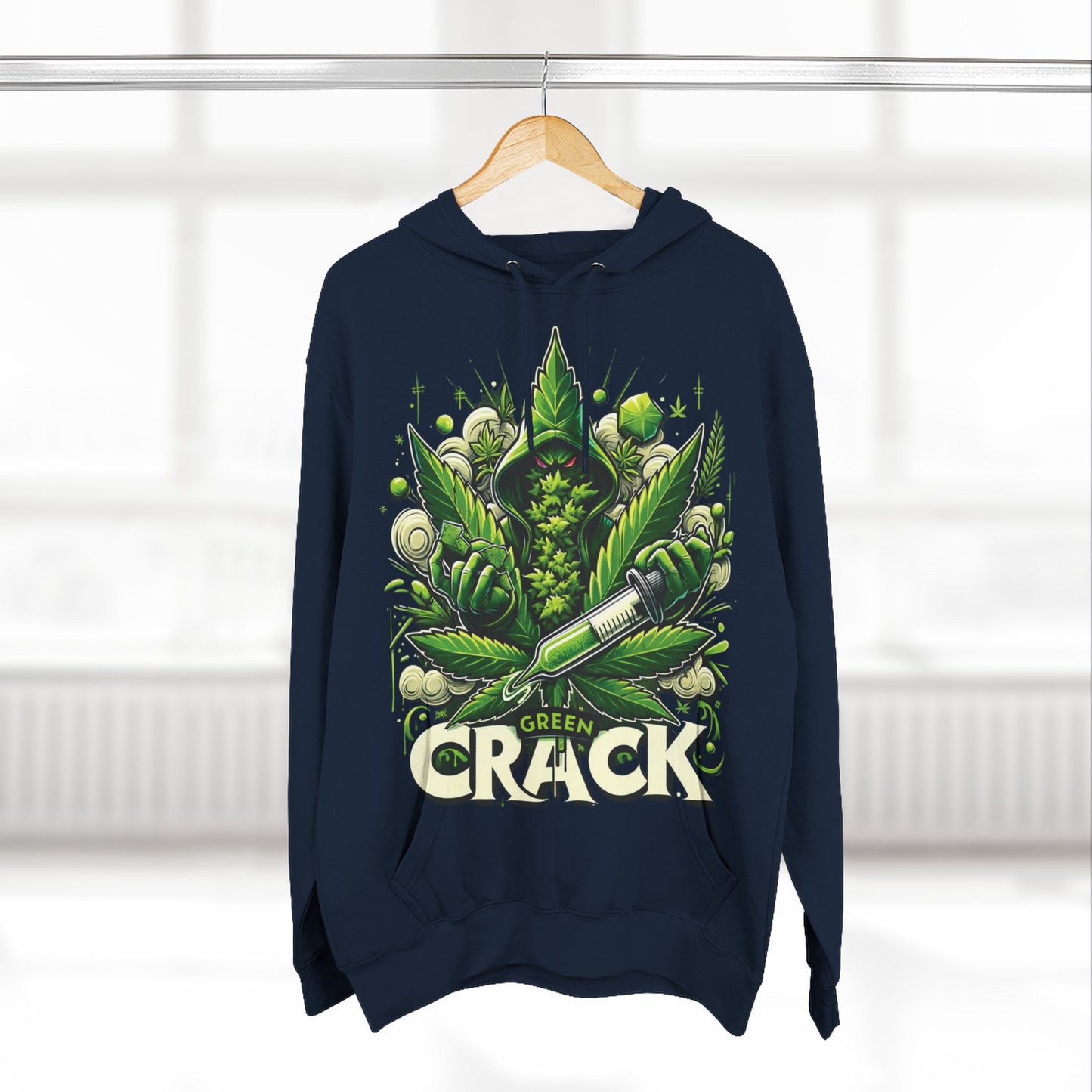 Green Crack Three-Panel Fleece Hoodie