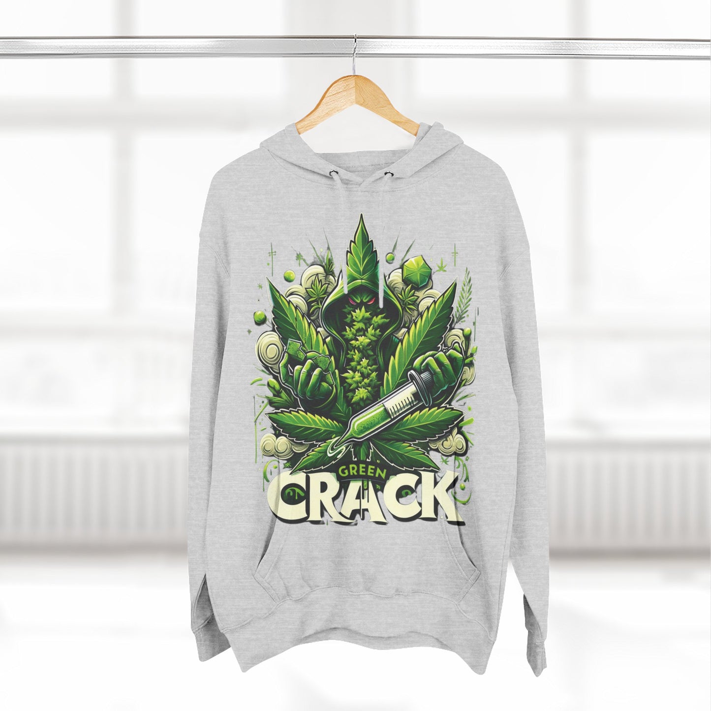 Green Crack Three-Panel Fleece Hoodie