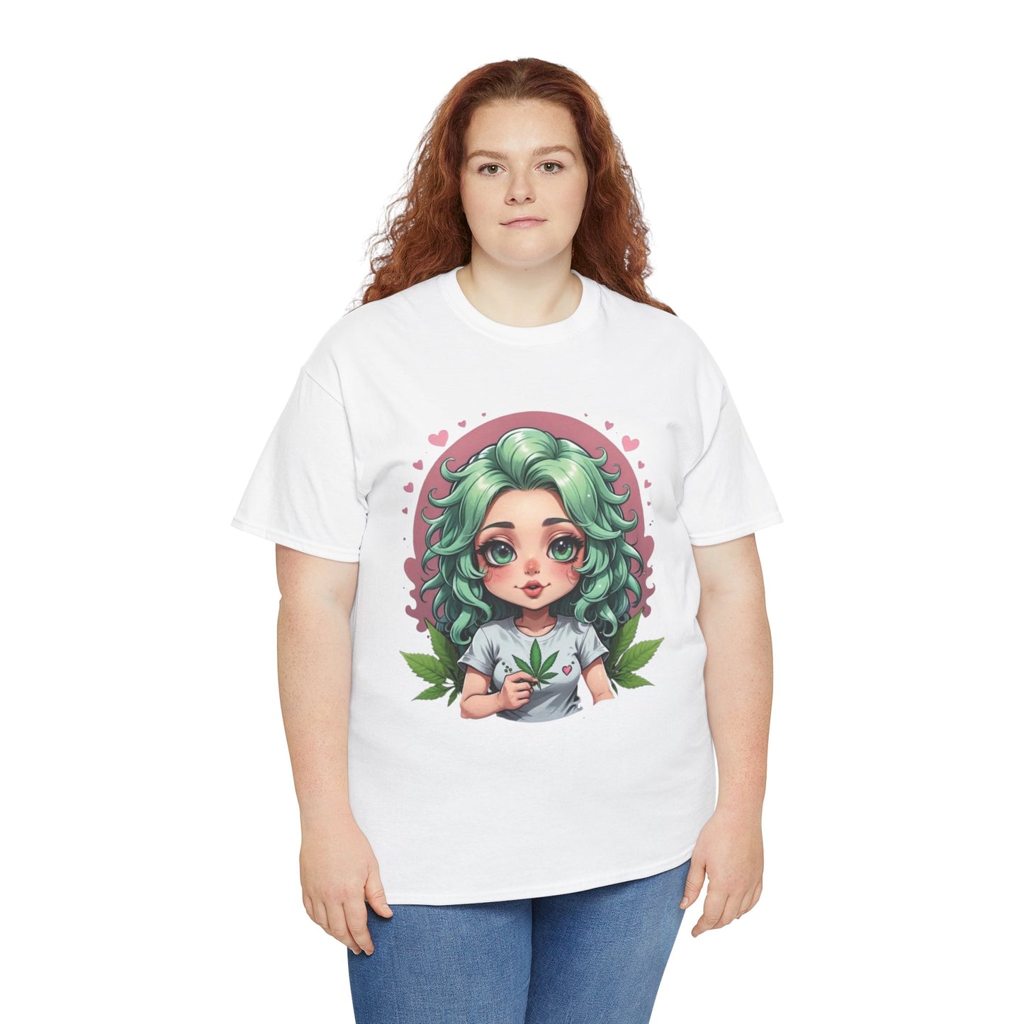 Plant Girl Cute Tee — Green Hair Anime Girl Graphic T-Shirt