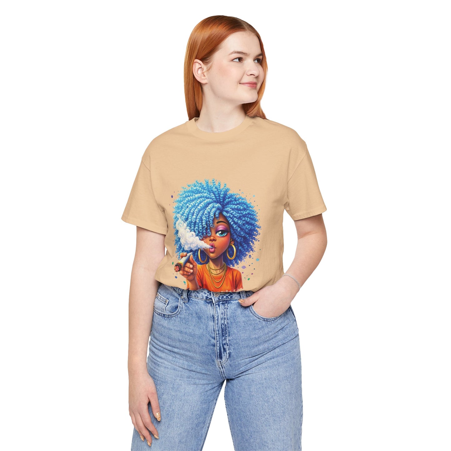 Afro Puff Vibes T-Shirt — Cool Blue Hair Graphic Tee