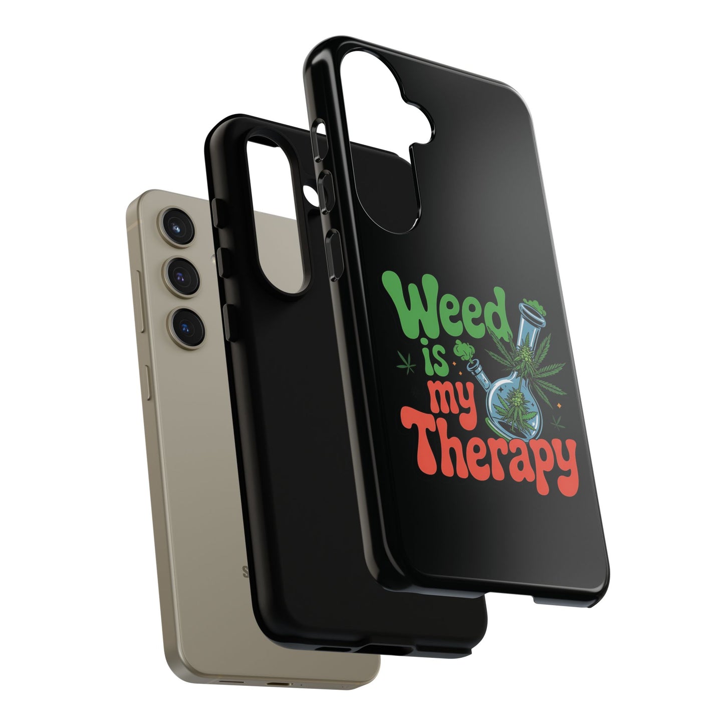 Phone Case — "Weed Is My Therapy" Retro Cannabis Design
