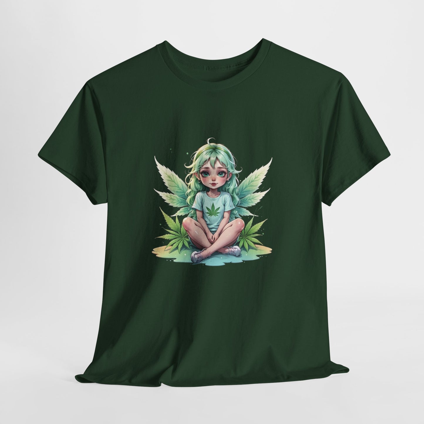 Fairy 420 Girl Graphic Tee — Cute Green Forest Sprite T‑Shirt